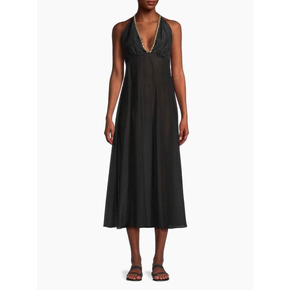 Natori Cotton Silk Voile Halter Maxi Dress Size XL $250 - Picture 3 of 12